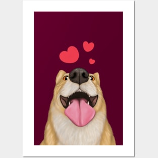 Corgi love - goofy dog portrait illustrated Posters and Art